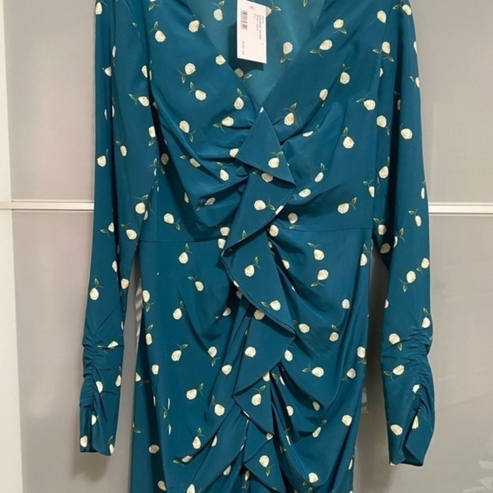 Sale Brand New Ruffle Dress Intermix Size 4 Designer Sale Blue Green Floral